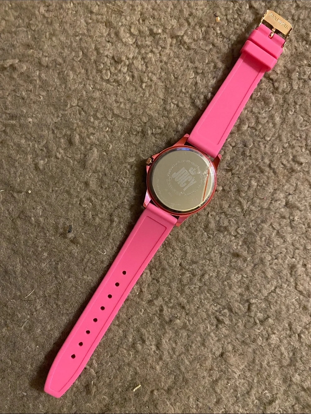 Juicy Couture Pink Silicone Crystal Accent Watch